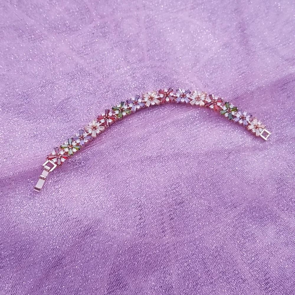 Gold Plated Multicolor Cubic Zirconia Gemstone Bracelet NWOT - Picture 5 of 10